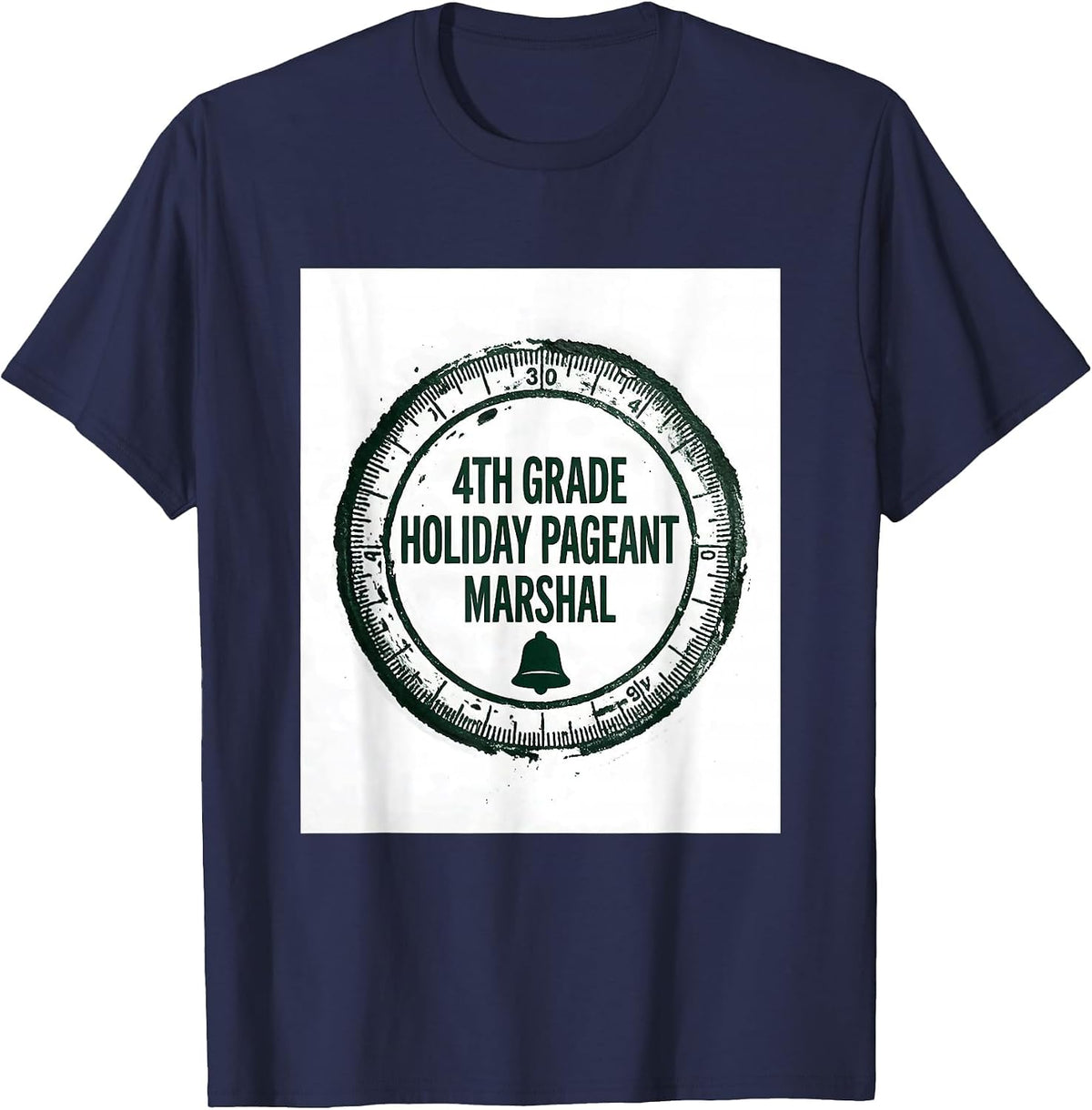 4th Grade Holiday Pageant Marshal Funny Teacher Christmas T-Shirt - Navy Blue