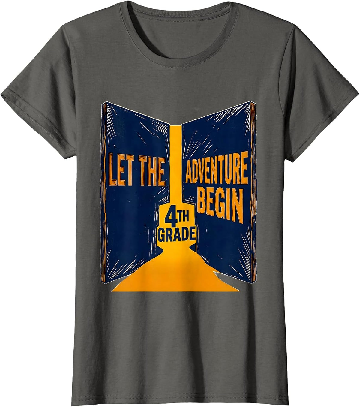 Women's Let The 4th Grade Adventure Begin Fourth Grade Teacher Team T-Shirt - Asphalt Grey