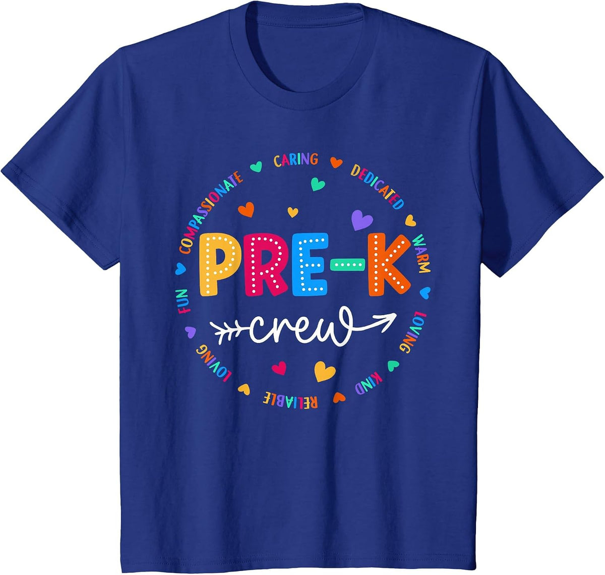 Pre-K Crew Back to School Pre-K Teacher Student First Day T-Shirt - Royal Blue