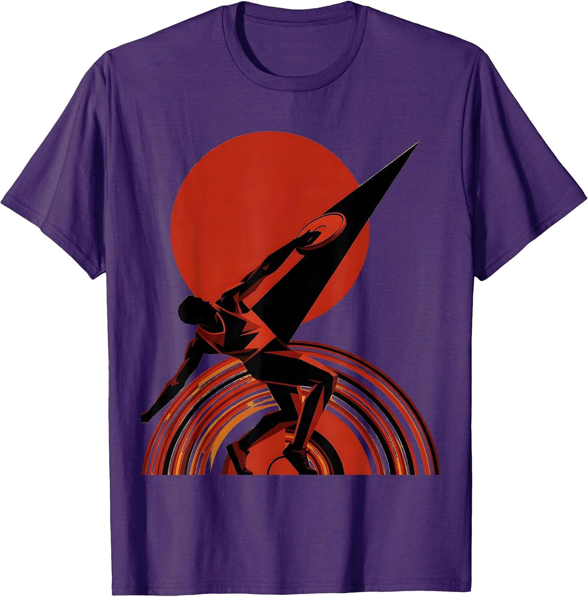 Men's Angular Discus Thrower Constructivist Poster Athlete Humor T-Shirt - Purple