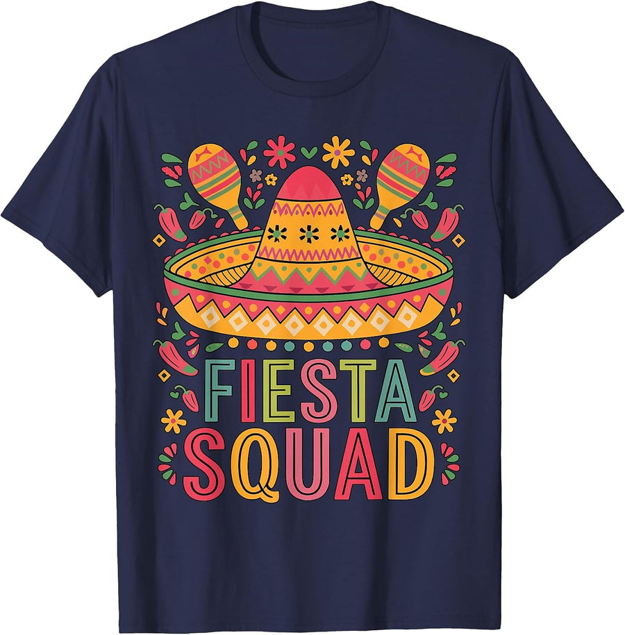 Fiesta Squad Lover Cinco de Mayo T-Shirt - Navy Blue