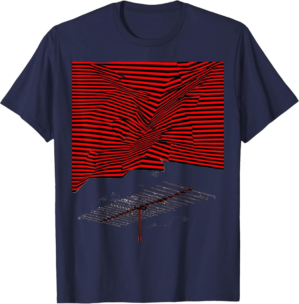 Chaotic Stripe Ham Radio Operator Hobbyist Humor T-Shirt - Navy Blue