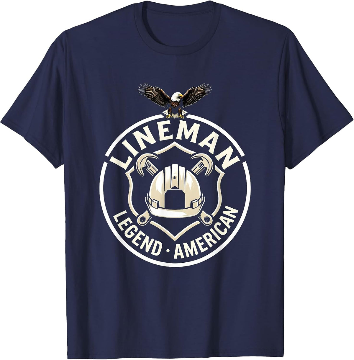 Lineman Legend American Patriotic Design T-Shirt - Navy Blue