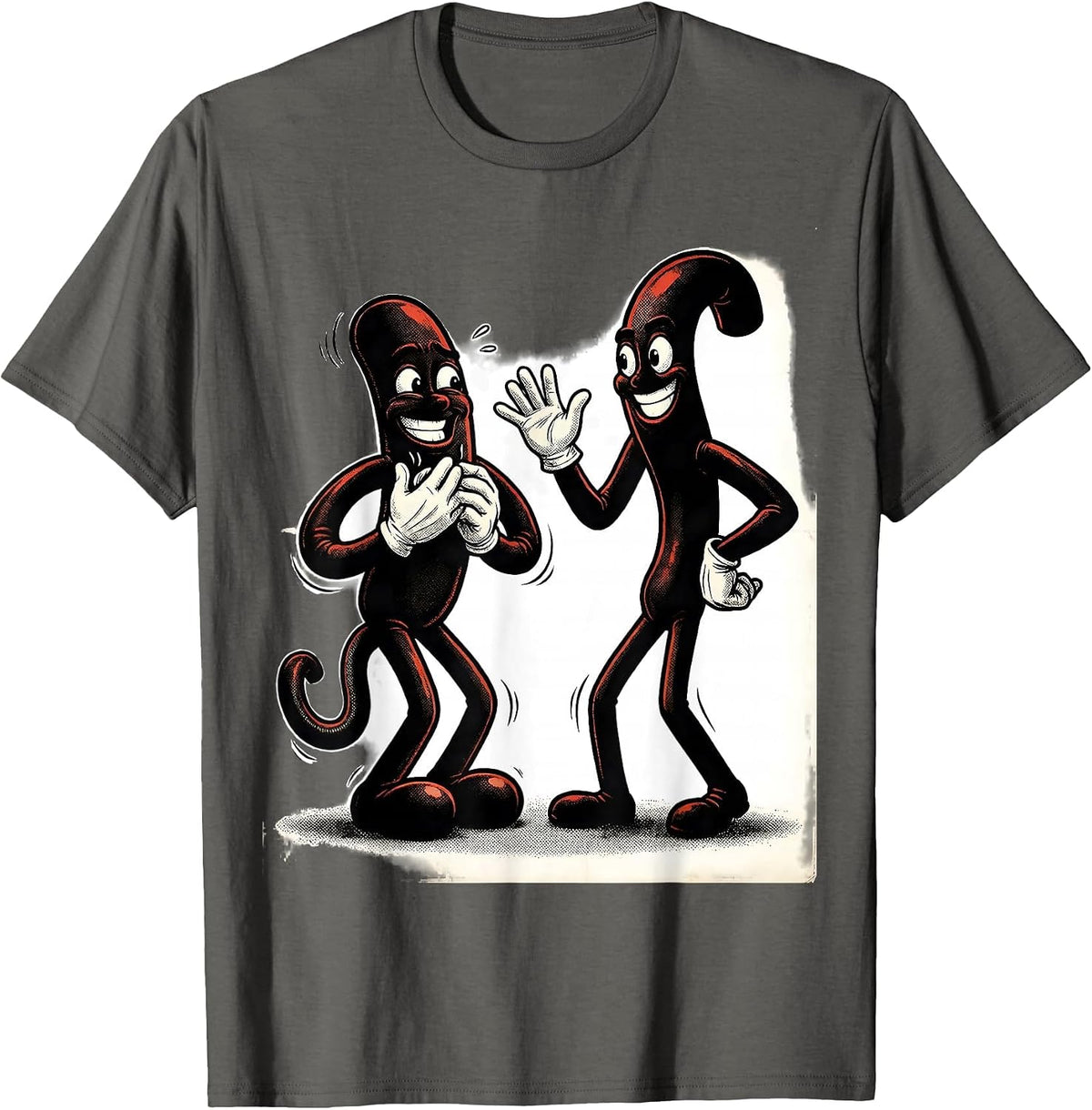 Nervous Semicolon Retro Cartoon Grammar Teacher Humor T-Shirt - Asphalt Grey