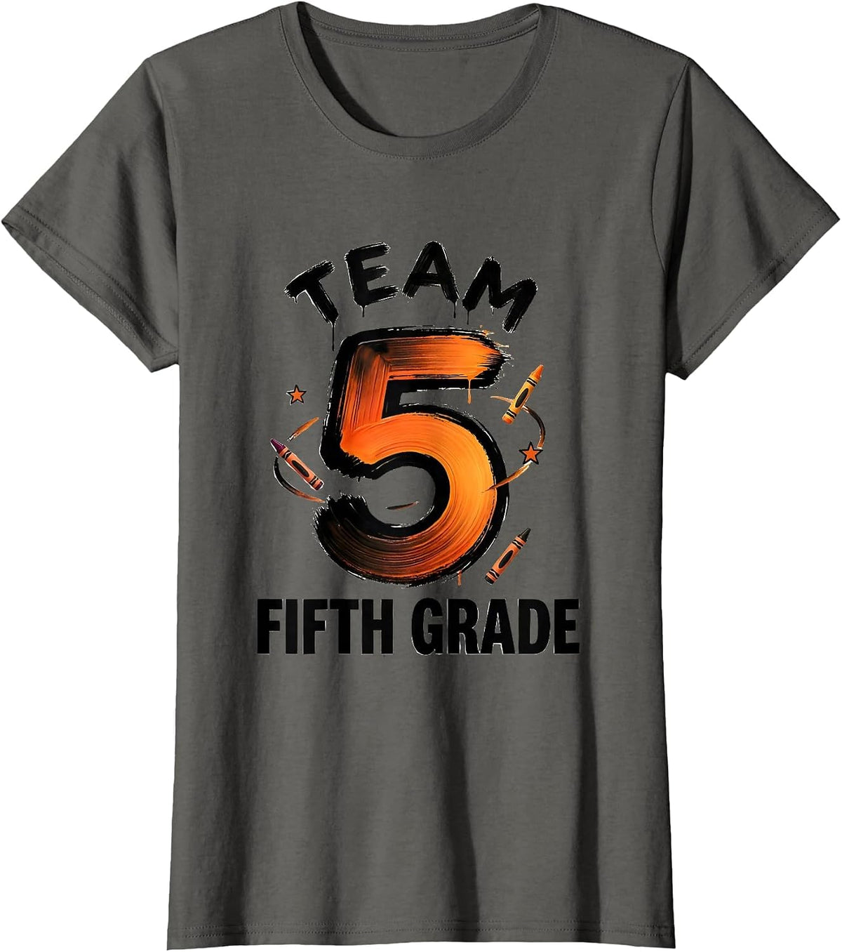 Women's Team Fifth Grade Playful Back To School Teacher Student T-Shirt - Asphalt Grey