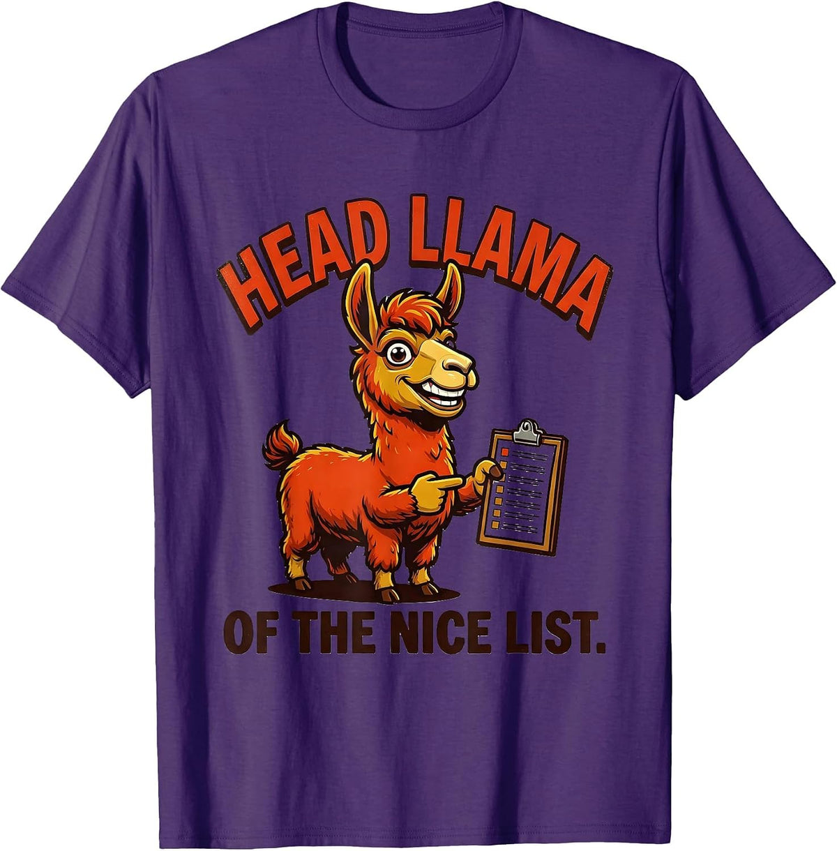 Men's Head Llama of the Nice List Funny Christmas Llama Lover Gift T-Shirt - Purple