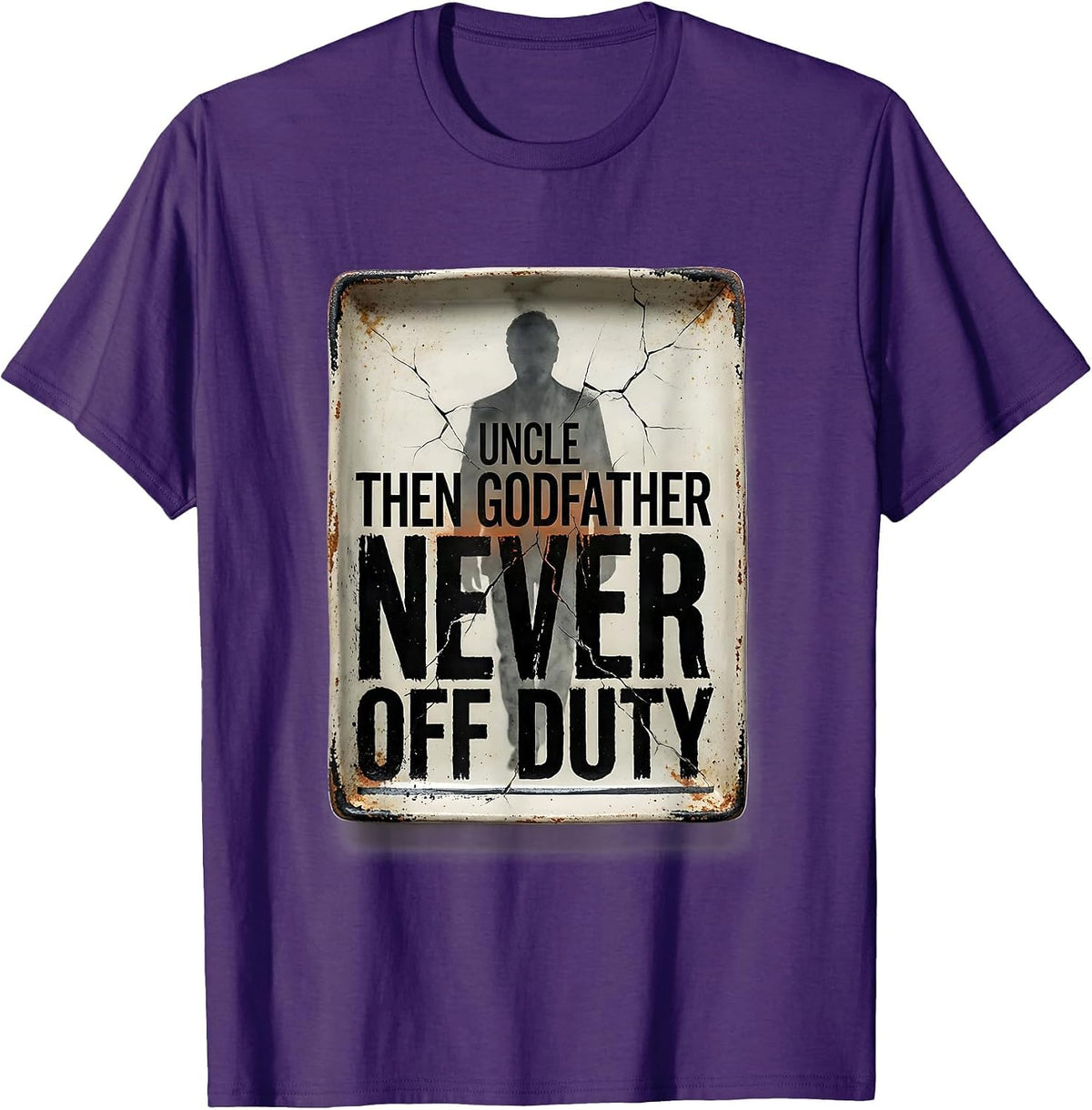 Uncle Then Godfather Never Off Duty Distressed Funny Uncle T-Shirt - Purple