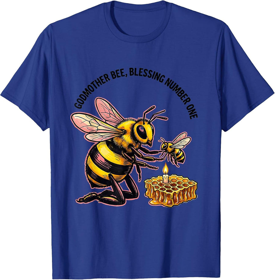 Godmother Bee Blessing Number One Cute Family Matching First T-Shirt - Royal Blue