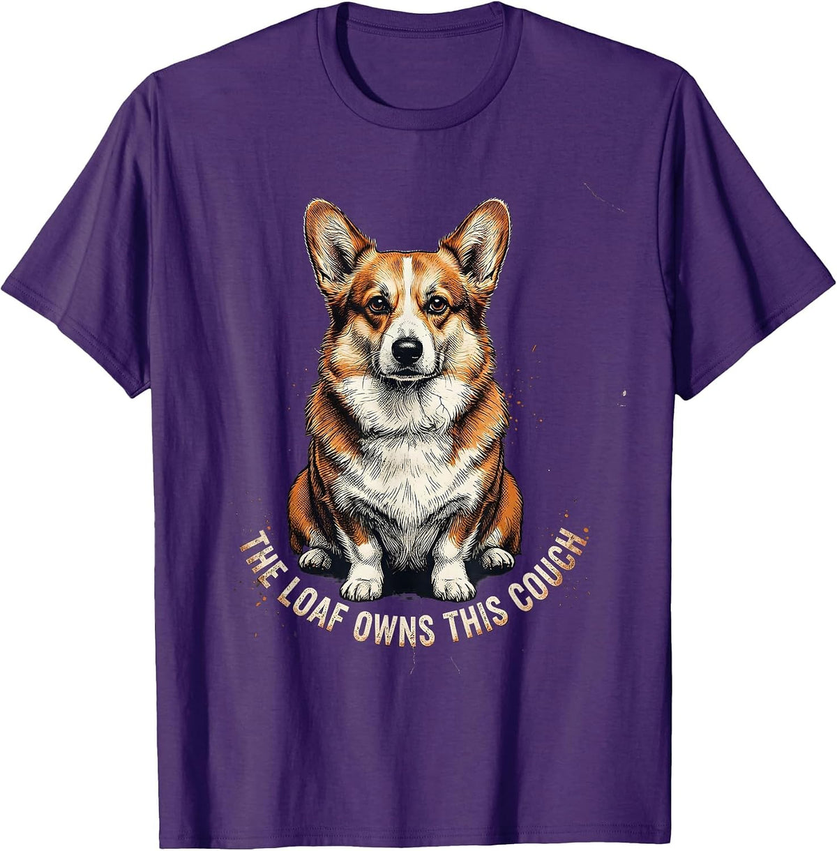 Men's The Loaf Owns This Couch Funny Corgi Dog Lover Humor T-Shirt - Purple