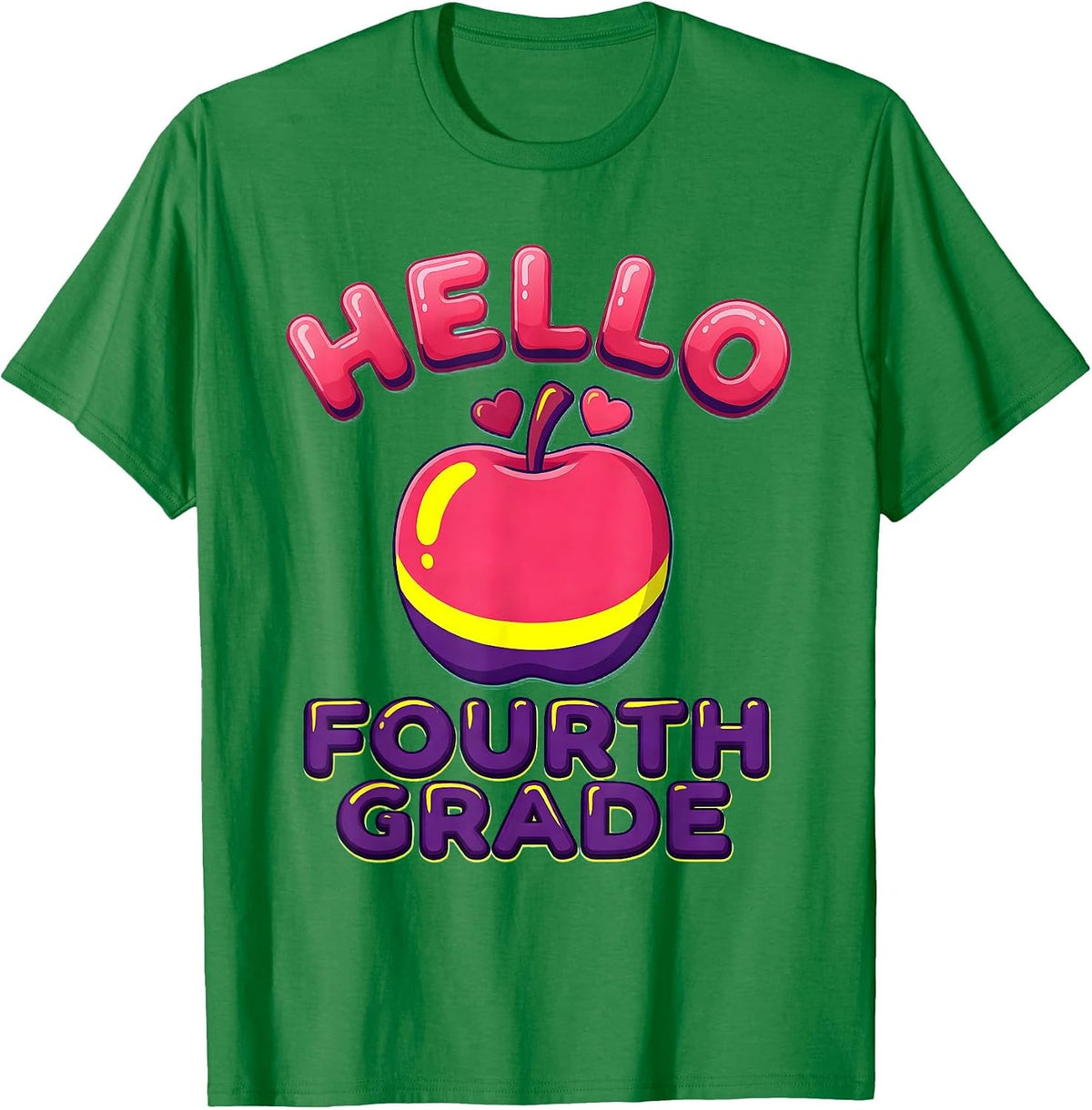 Men's Hello Fourth Grade Leopard Teacher Back To School Girls T-Shirt - Kelly Green