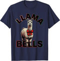 Llama Bells Pop Art Funny Christmas Llama Lover Gift T-Shirt - Navy Blue