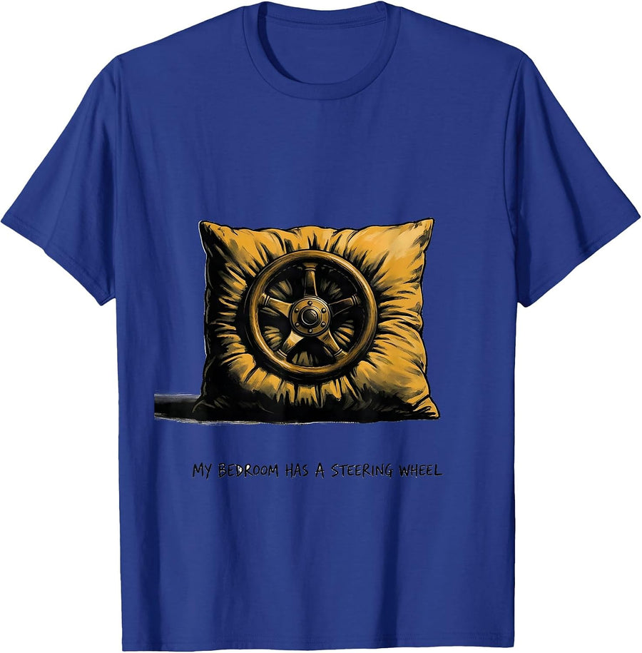 My Bedroom Has A Steering Wheel Retro Van Life Nomads Camper T-Shirt - Royal Blue