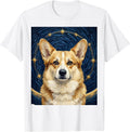 Men's Pembroke Welsh Corgi Van Gogh Style Starry Night Portrait T-Shirt - White