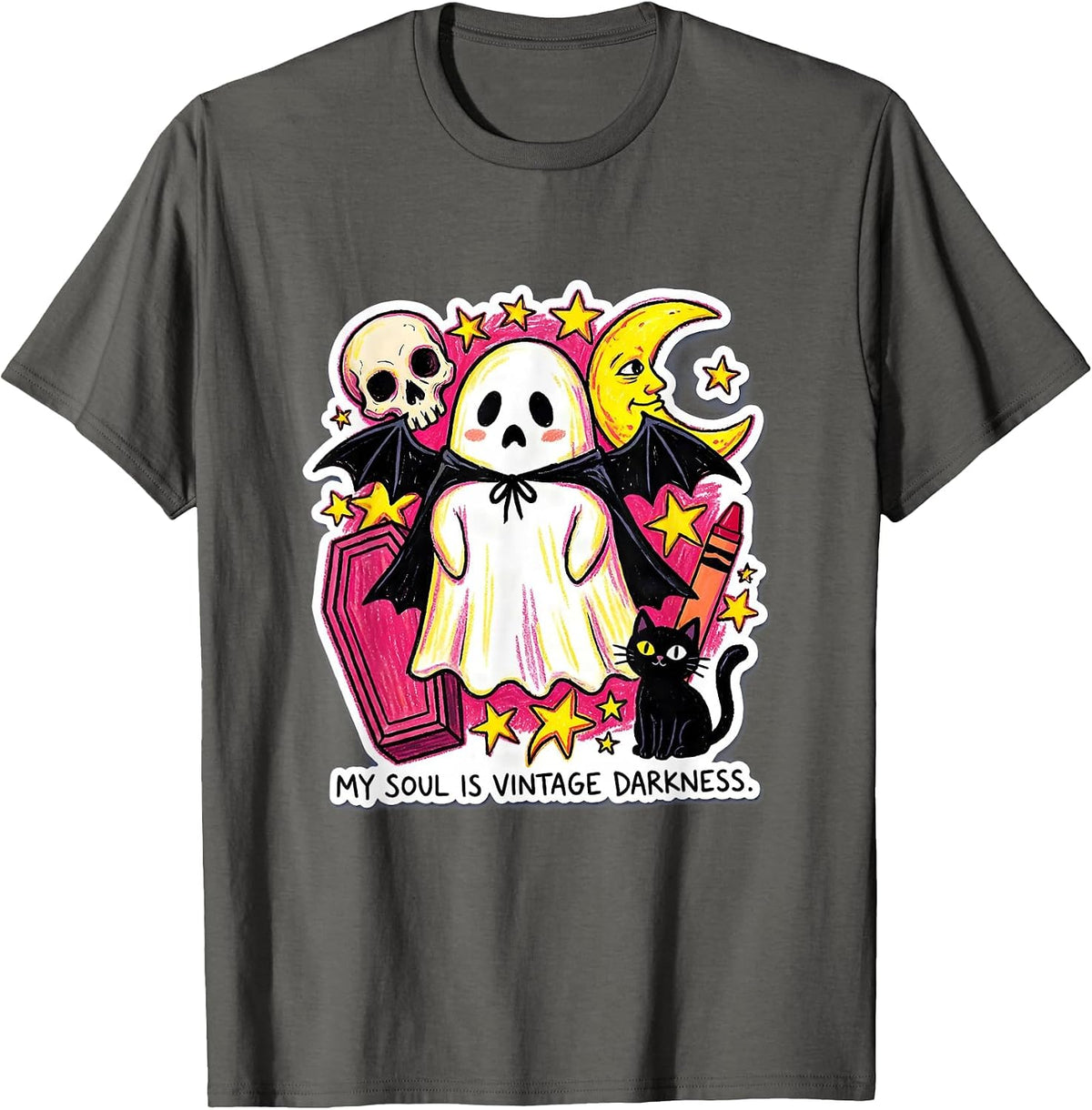 My Soul Is Vintage Darkness Goth Design T-Shirt - Asphalt Grey