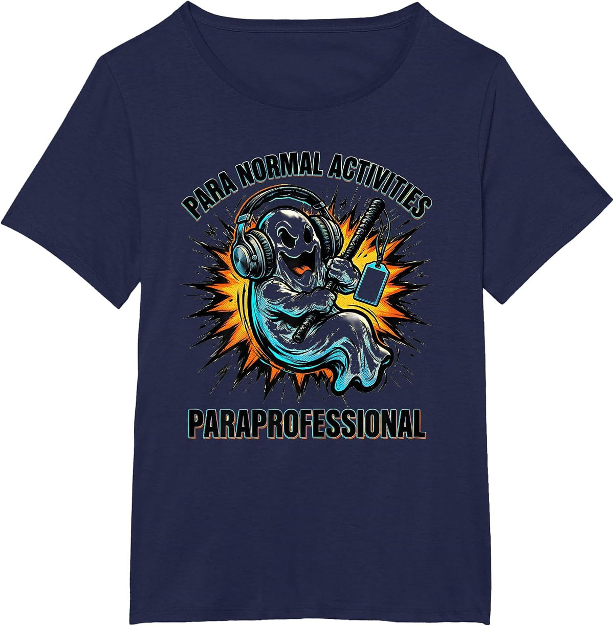 Women's Para Normal Activities | Paraprofessional Halloween Ghost T-Shirt - Navy Blue