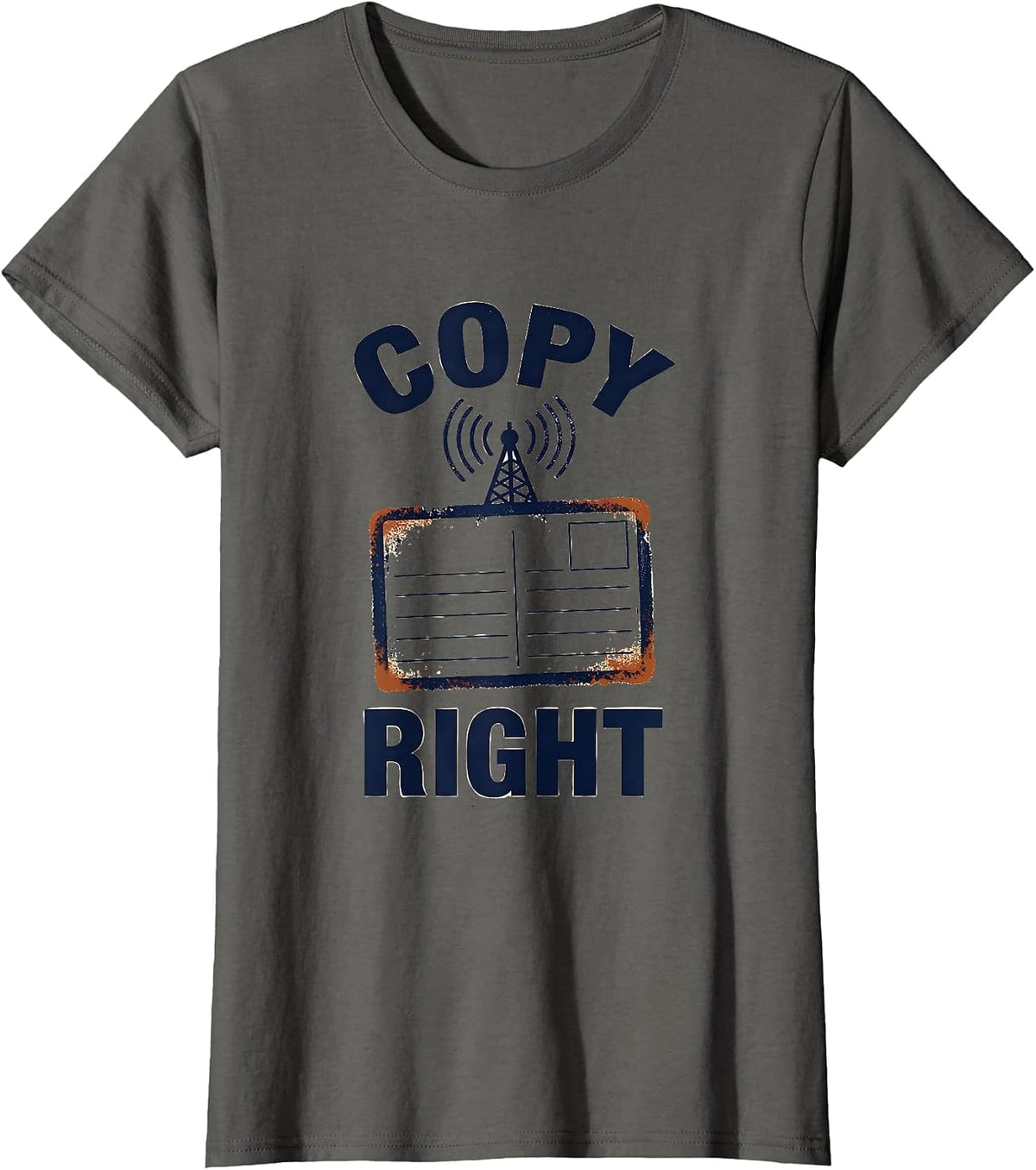 Women's Copy Right Funny Ham Radio Operator Hobbyist Humor T-Shirt - Asphalt Grey