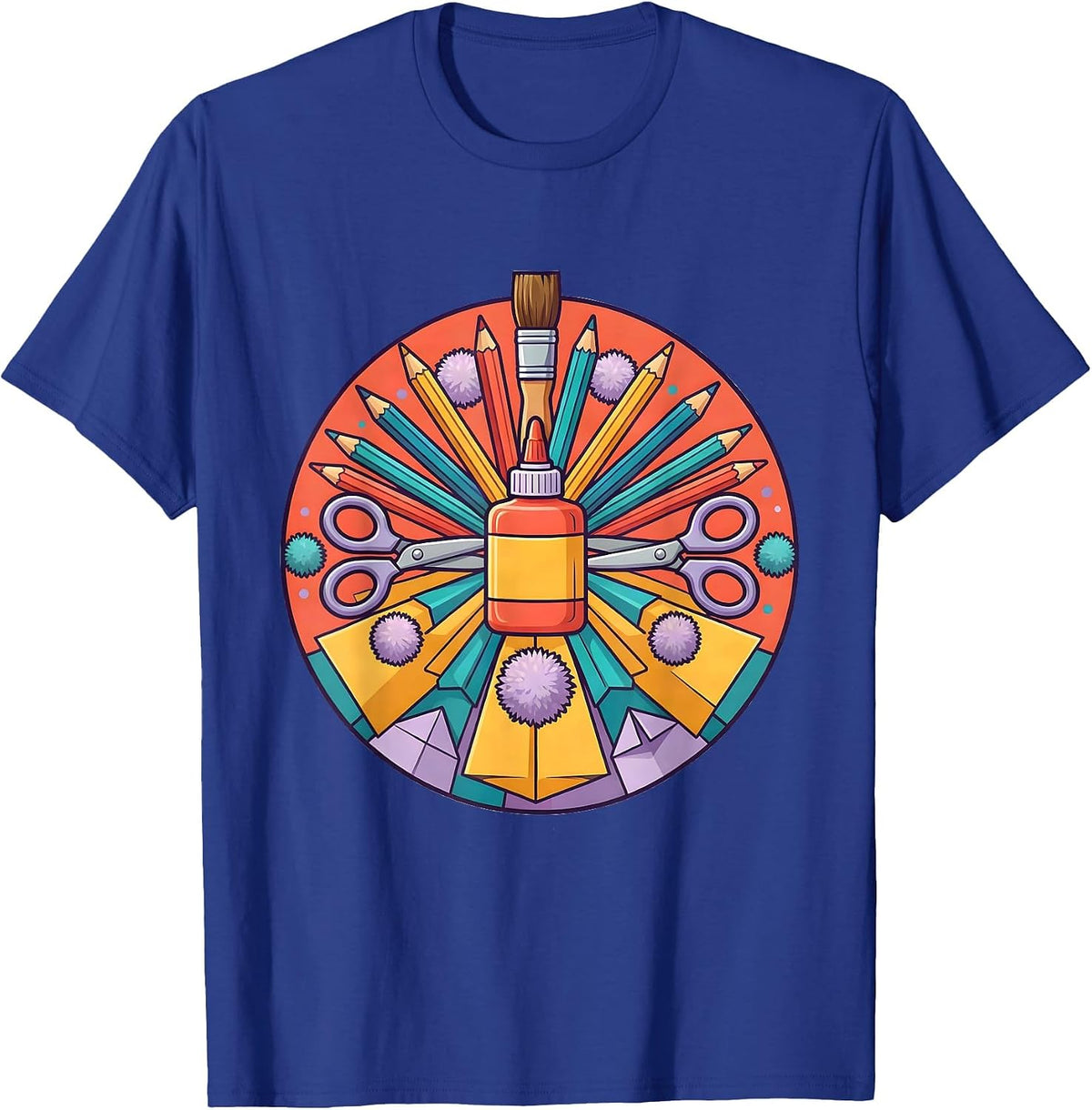Men's Daycare Teacher Craft Supplies Graphic Tee T-Shirt - Royal Blue