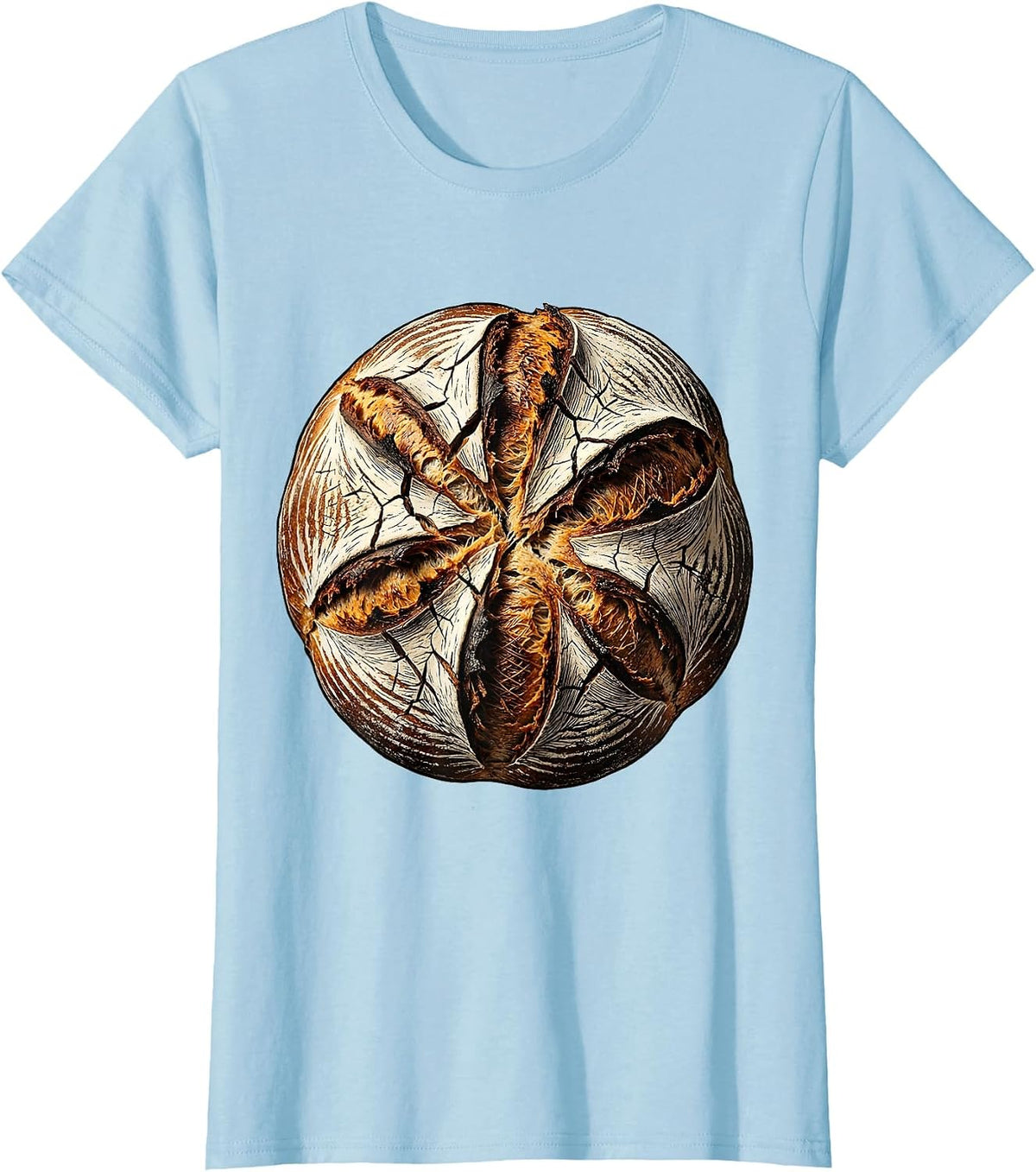 Women's Sourdough Era Scored Dough Oven Bloom Illustration T-Shirt - Baby Blue