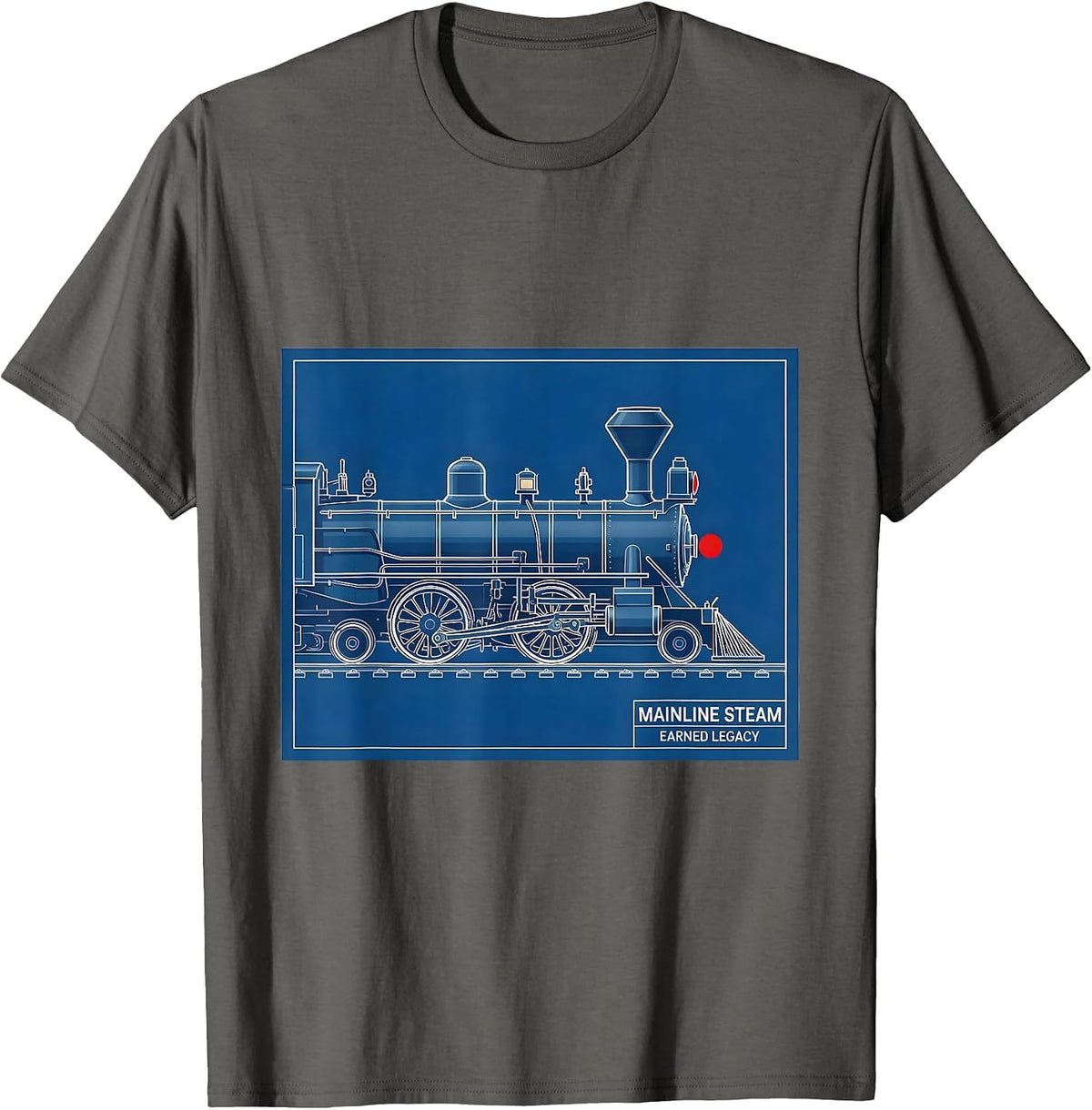 Mainline Steam Earned Legacy Vintage Steam Locomotive T-Shirt - Asphalt Grey