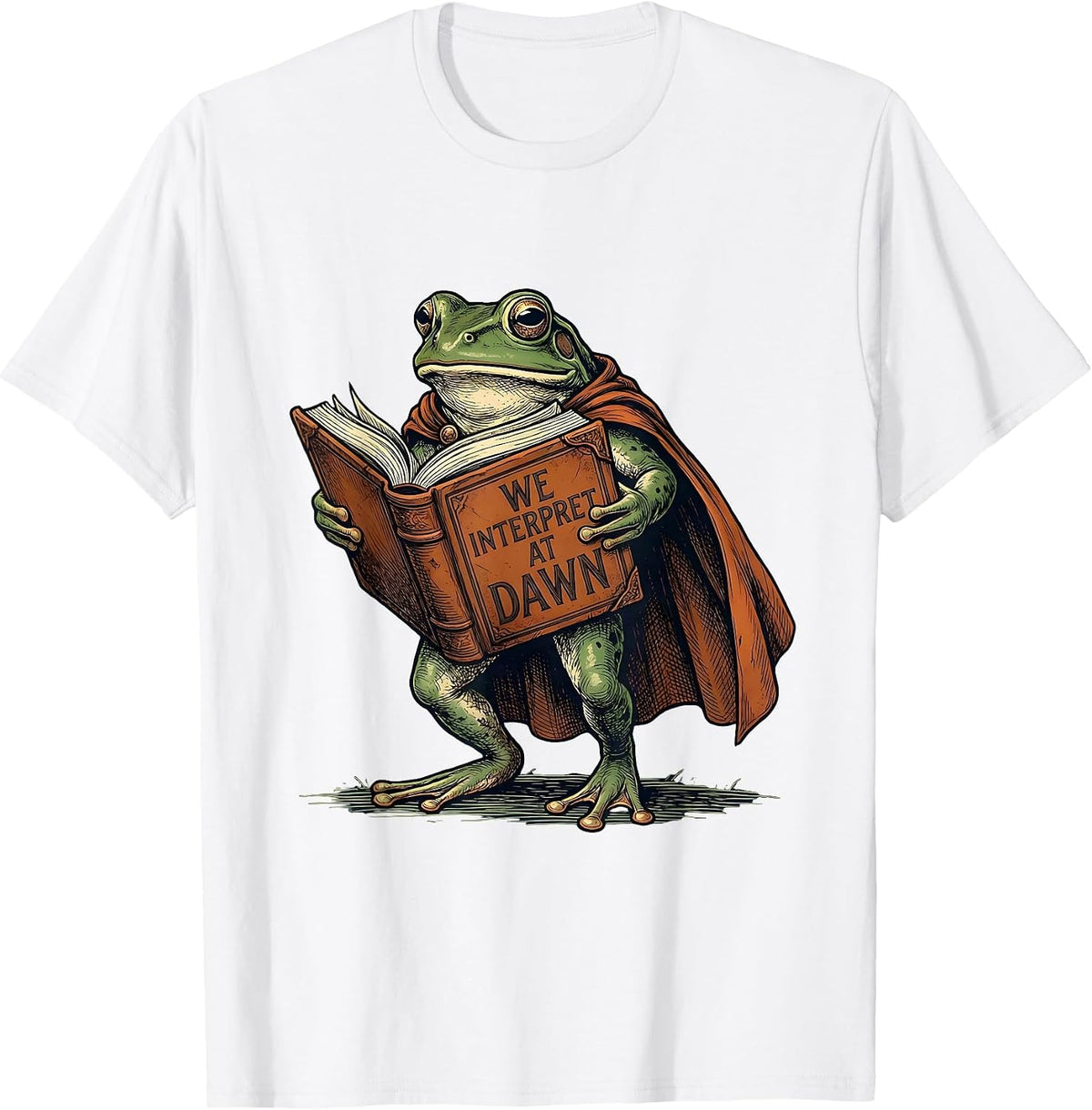 Men's We Interpret At Dawn Vintage Frog Teacher Back To School T-Shirt - White