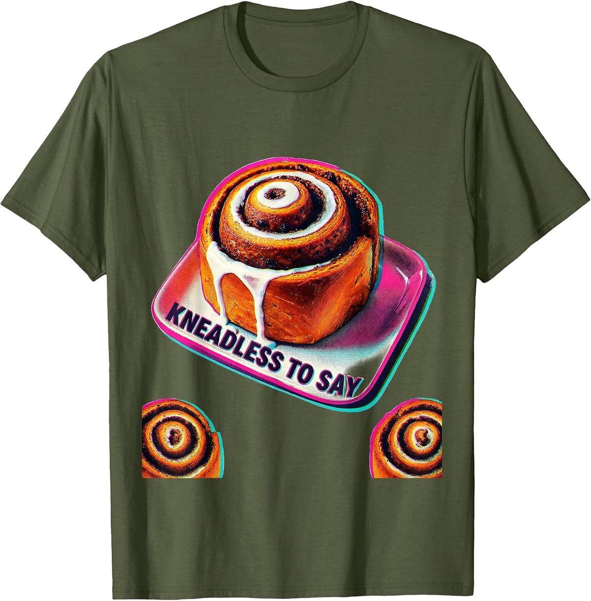 Men's Kneadless To Say Funny Synonym Rolls Grammar Pun Teacher T-Shirt - Olive Green