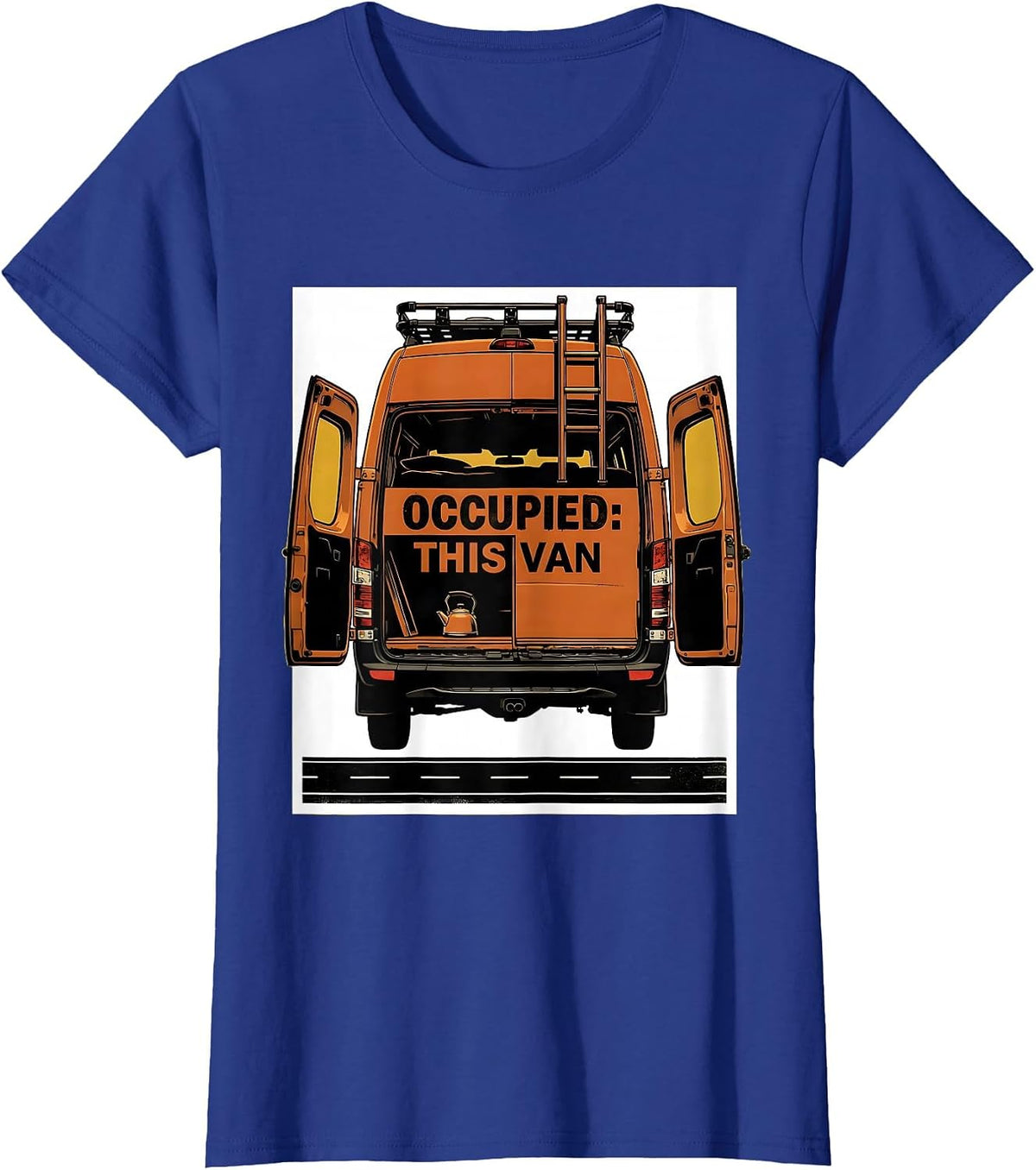 Women's Occupied: This Van Vintage Van Life Nomads Road Trip T-Shirt - Royal Blue