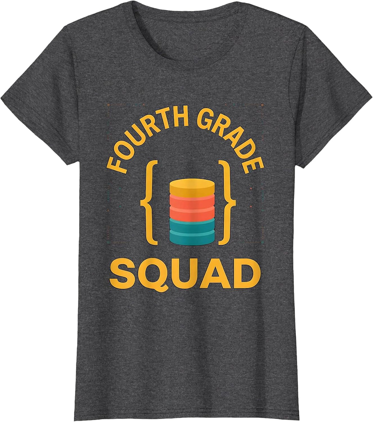Women's Fourth Grade Squad Funny Teacher Humor Grade-Level Pride T-Shirt - Dark Heather Grey