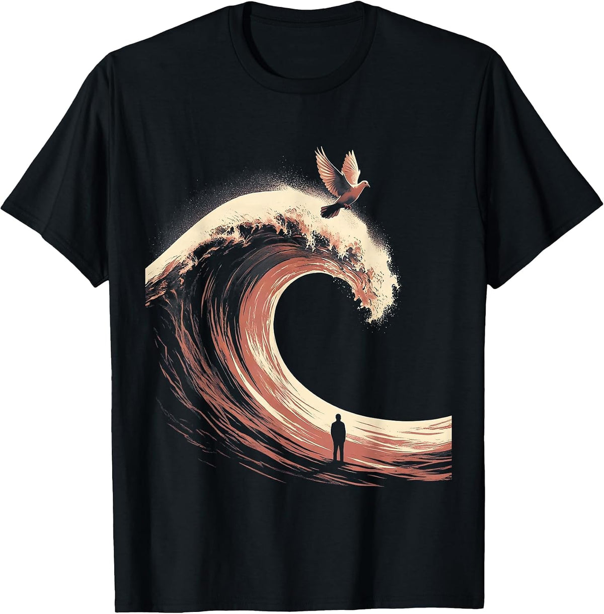 Men's Lone Figure Wave Mental Health Awareness Graphic T-Shirt - Black