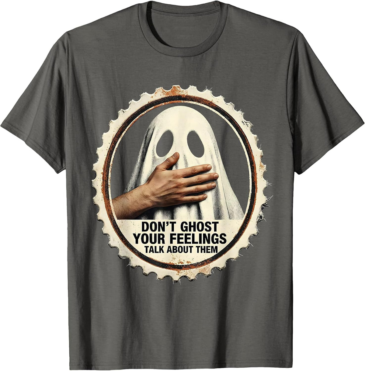 Don't Ghost Your Feelings Talk About Them Mental Health T-Shirt - Asphalt Grey