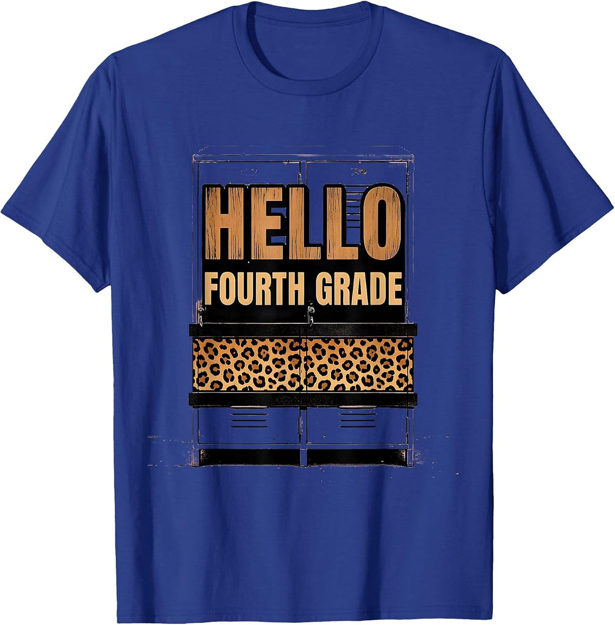 Hello Fourth Grade Leopard Teacher Back To School Girls T-Shirt - Royal Blue