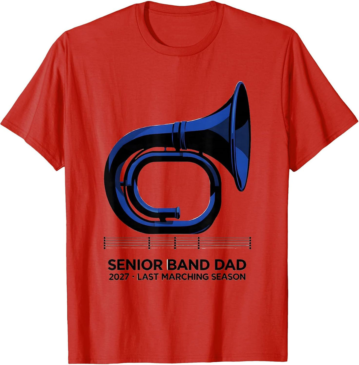Men's Senior Band Dad 2027 Last Marching Season T-Shirt - Red