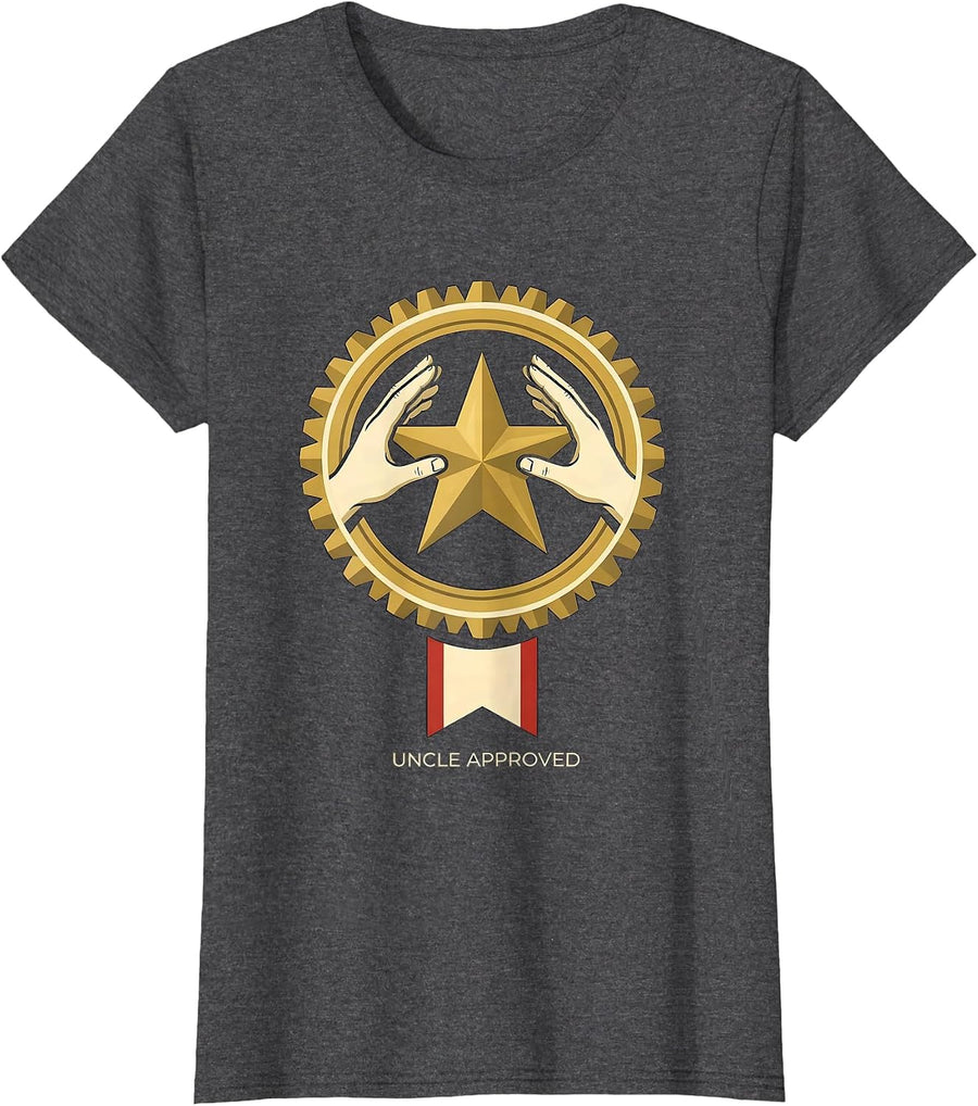 Women's Uncle Approved Funny Uncle Humor Godfather Proposal Gift T-Shirt - Dark Heather Grey
