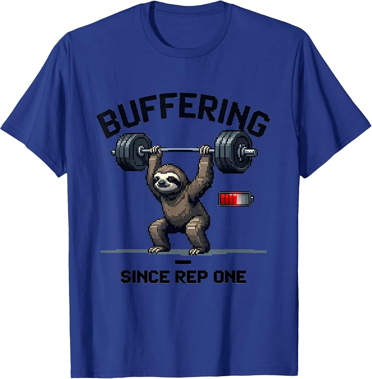 Buffering Since Rep One Funny Gym Workout Deadpan Animal T-Shirt - Royal Blue