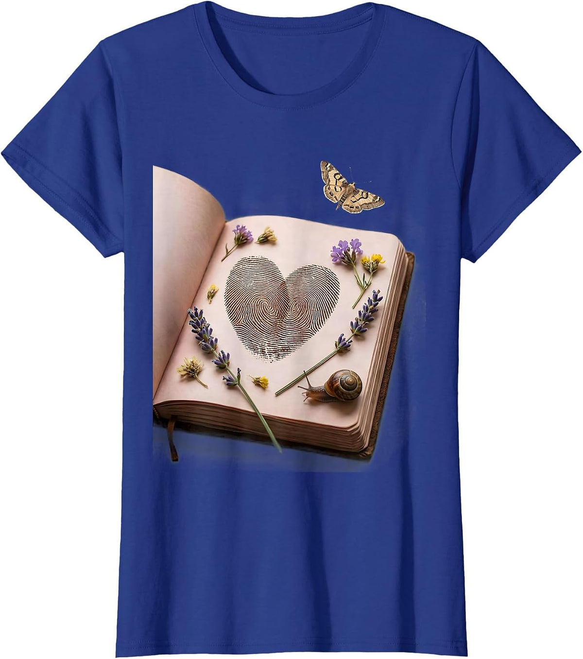 Women's Paraprofessional Heart Fingerprint Notebook Design T-Shirt - Royal Blue