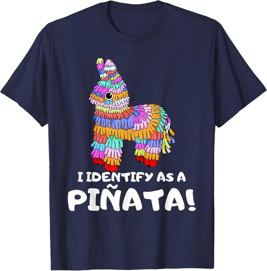 I Identify as a Pinata Cinco De Mayo Costume Fiesta Party T-Shirt - Navy Blue