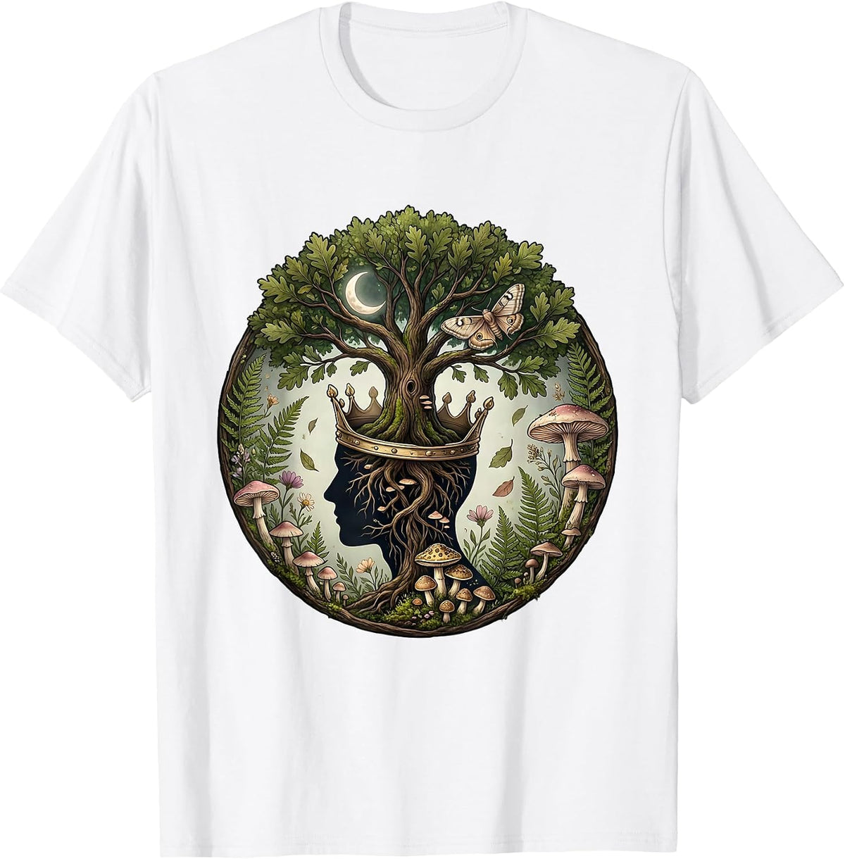 Men's Mental Health Tree of Growth Illustration T-Shirt - White