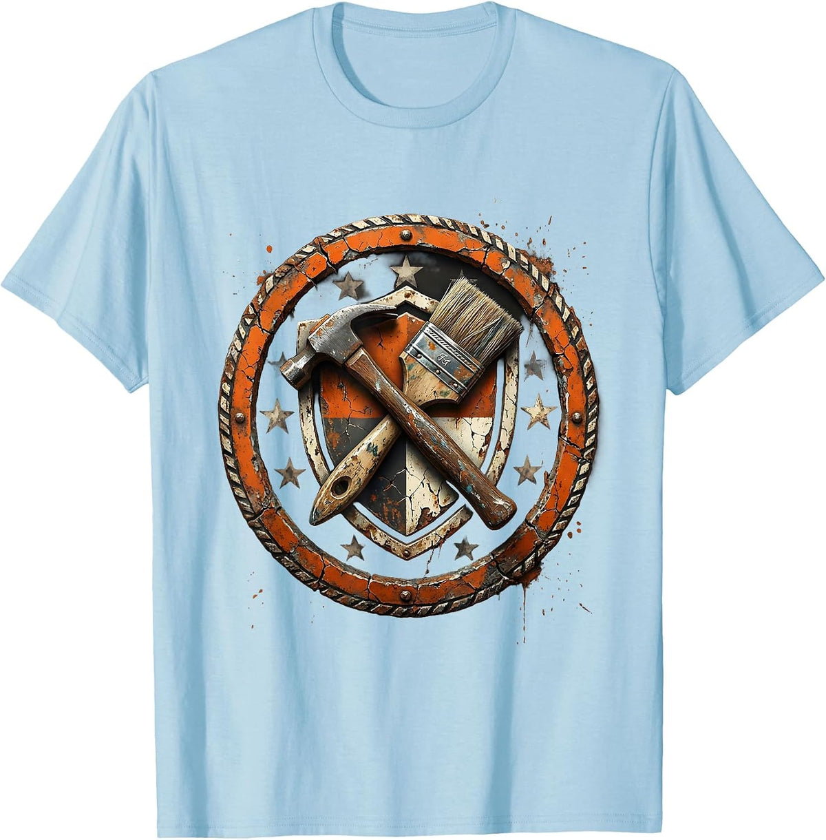 Men's We The People Hammer and Paintbrush Coat of Arms T-Shirt - Baby Blue
