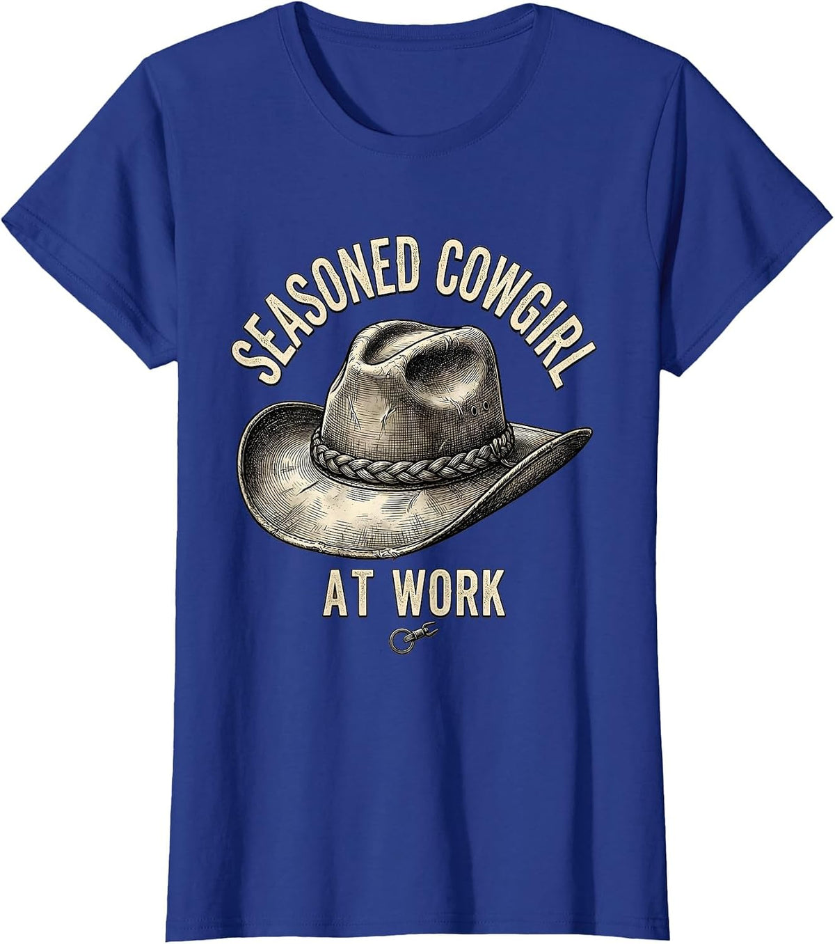 Women's Seasoned Cowgirl At Work Not My First Rodeo T-Shirt - Royal Blue