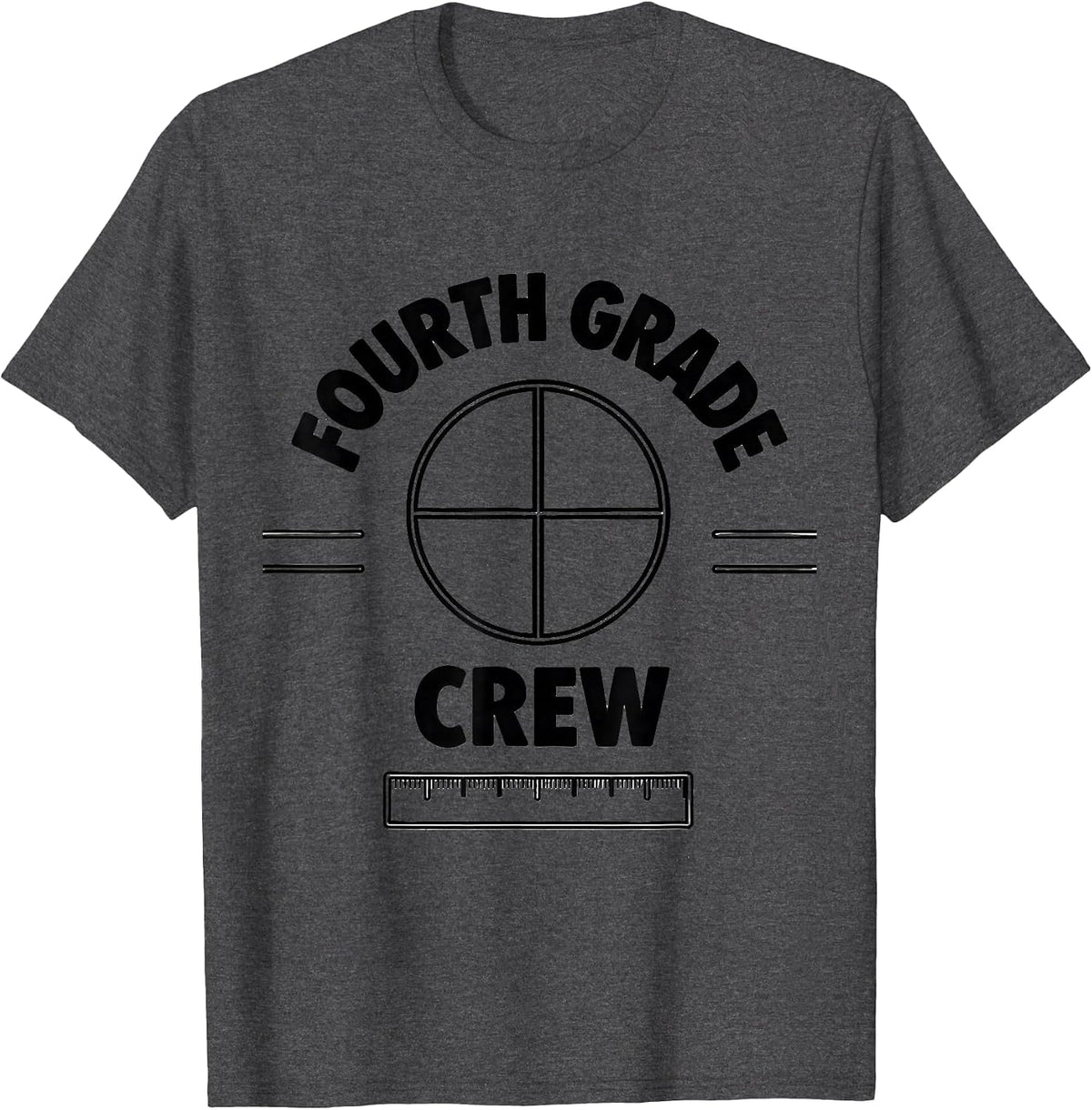Men's Fourth Grade Crew Funny Teacher Humor Grade Level Pride T-Shirt - Dark Heather Grey