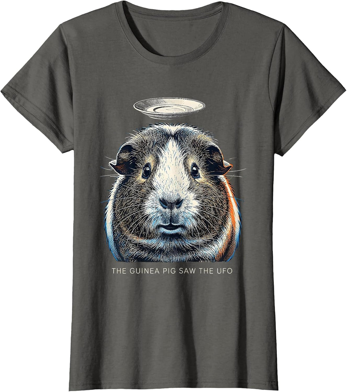 Women's The Guinea Pig Saw The UFO Funny Pet Lover Sci-Fi Humor T-Shirt - Asphalt Grey