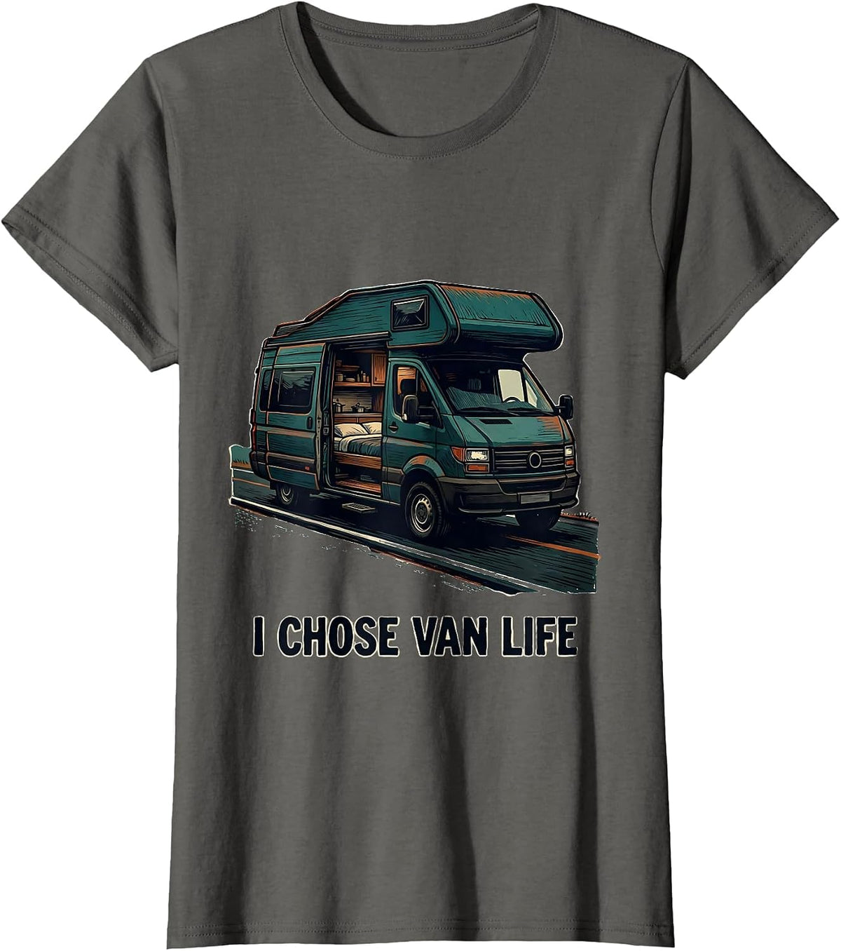 Women's I Chose Van Life Retro Van Life Nomad Travel Pride T-Shirt - Asphalt Grey