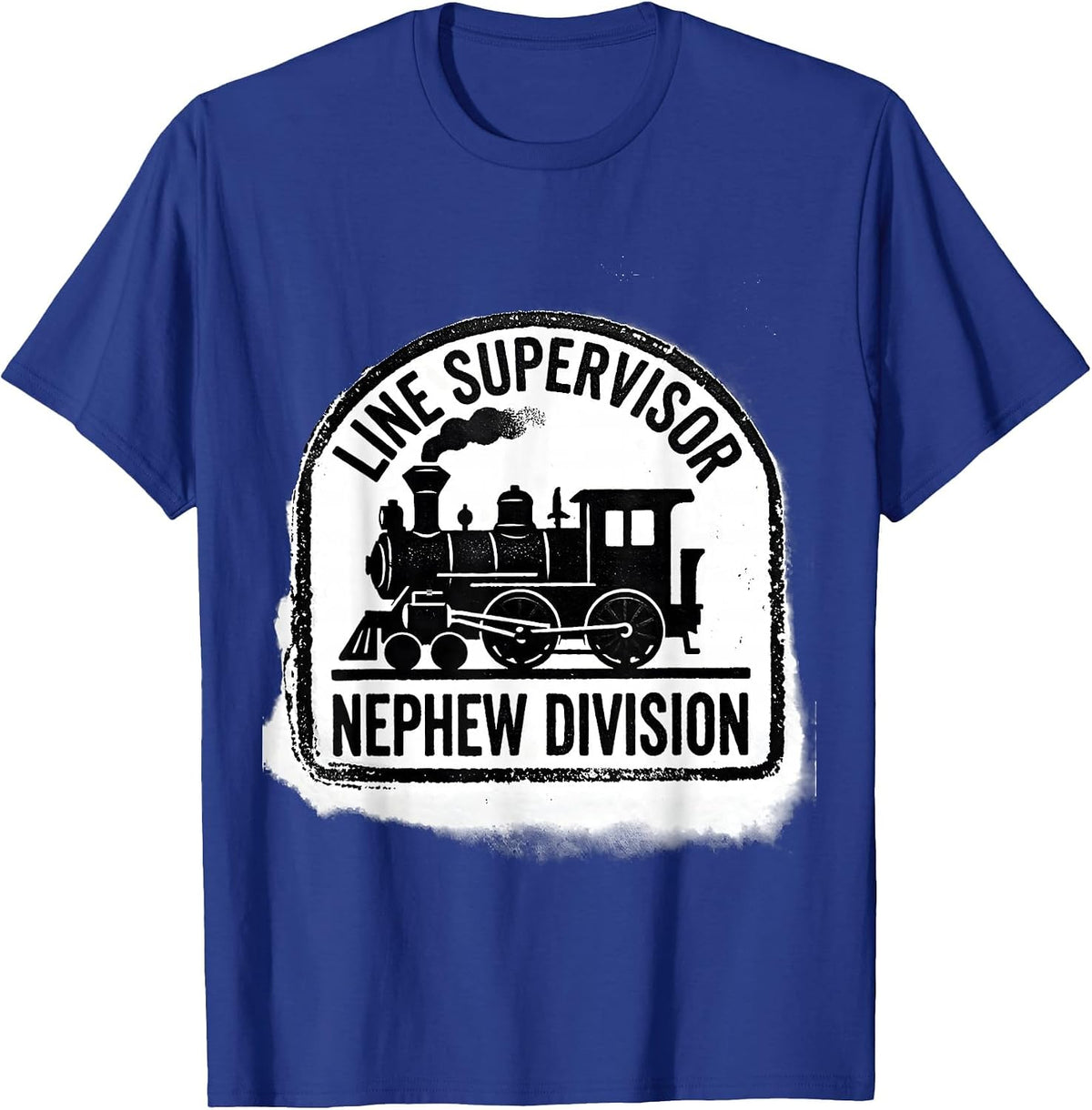 Men's Line Supervisor Nephew Division Rubber Stamp Steam Train T-Shirt - Royal Blue
