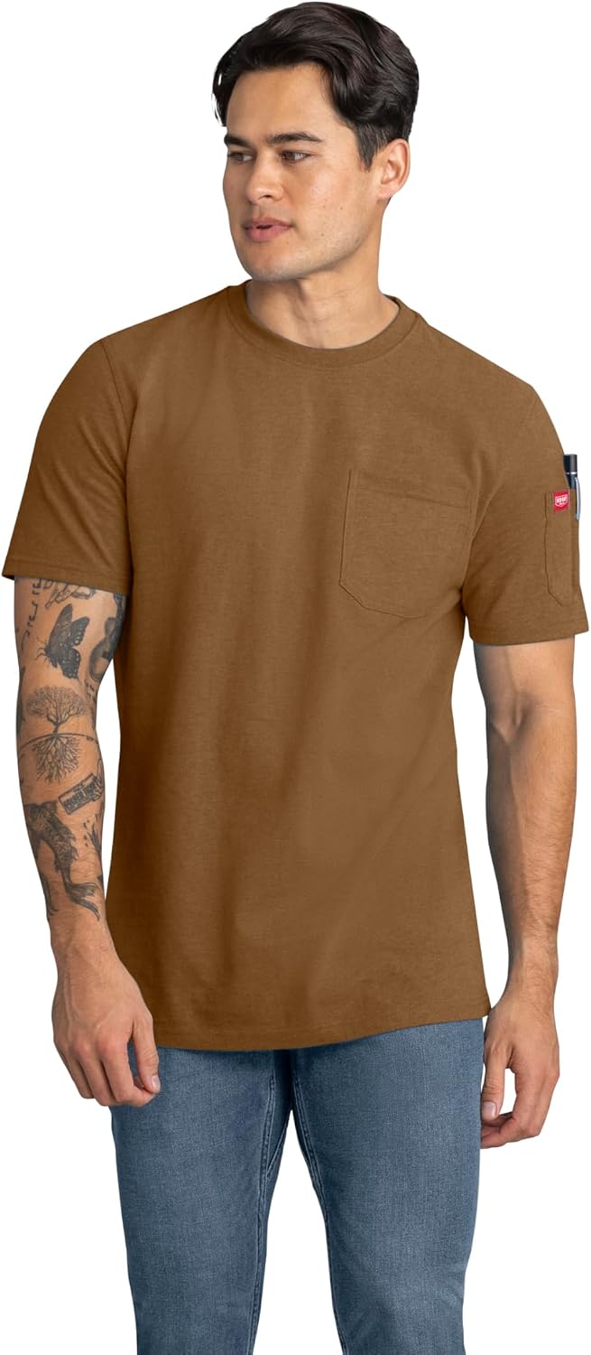 Red Kap Men's Short Sleeve Heavyweight Slim Fit Cotton T-Shirt - Heather Rubber