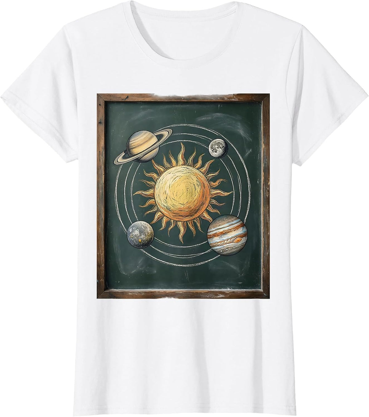 5th Grade Teacher Hand-Drawn Solar System T-Shirt - White