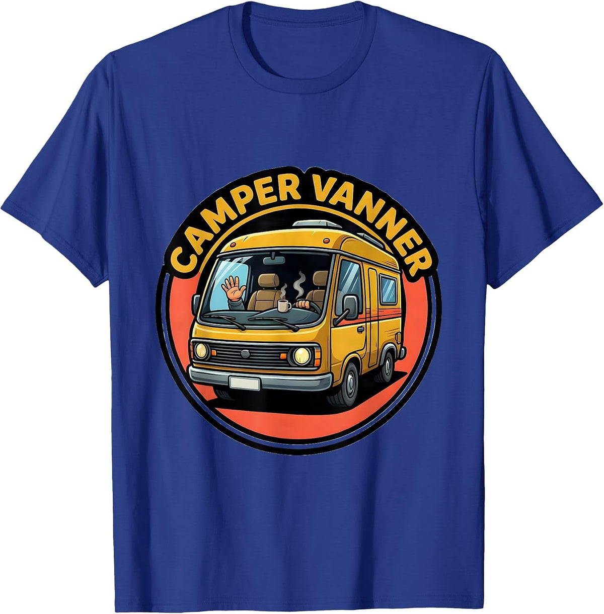 Camper Vanner Cartoon Van Life Road Trip Enthusiast T-Shirt - Royal Blue
