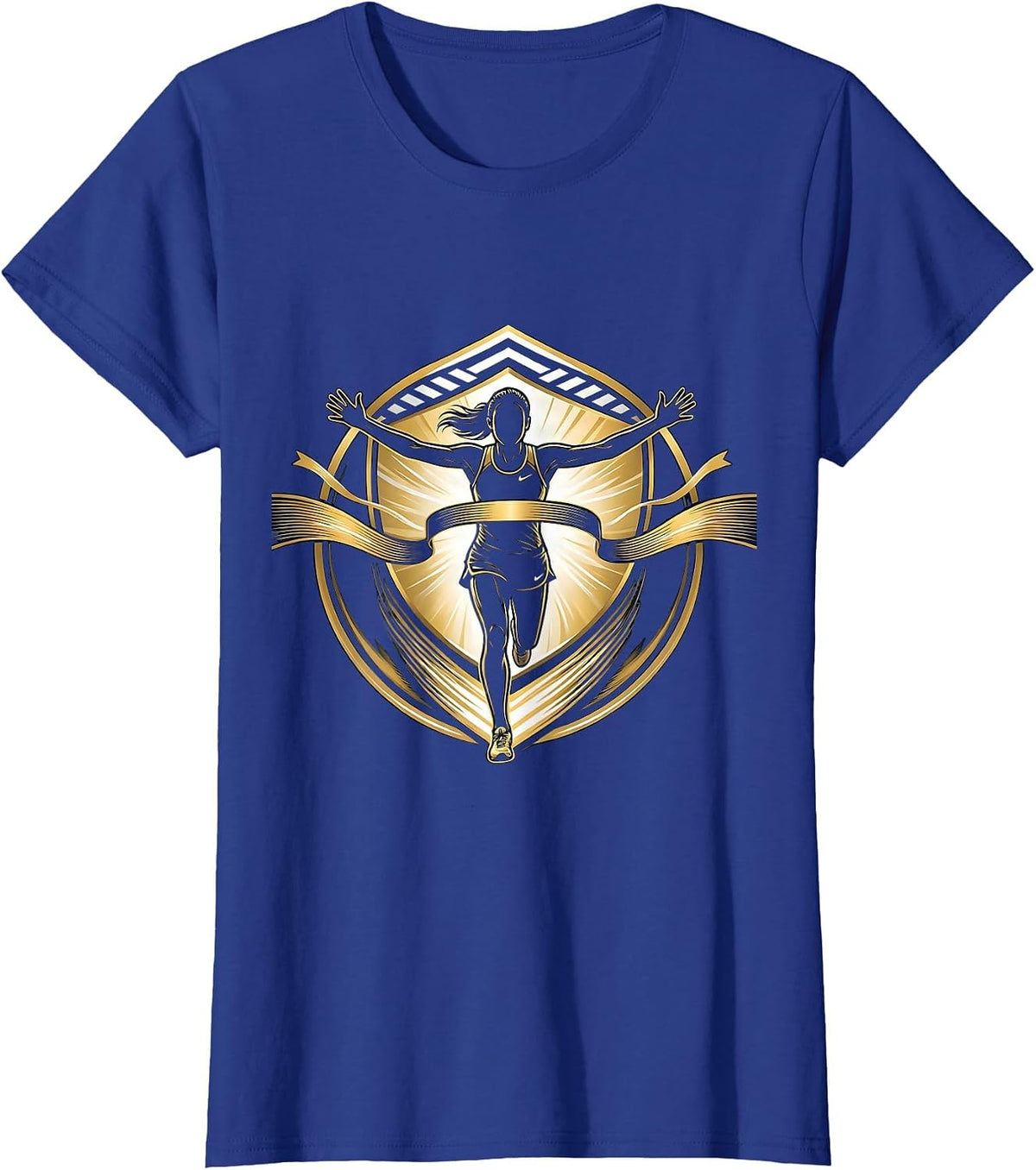 Women's Sprinter Breaking the Finish Line Graphic Tee T-Shirt - Royal Blue