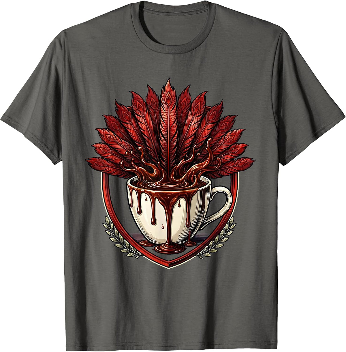 Substitute Teacher Overflowing Grading Pens Design T-Shirt - Asphalt Grey