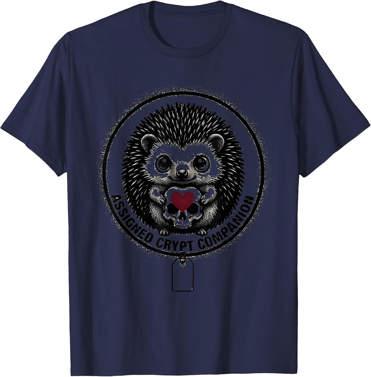 Men's Assigned Crypt Companion Pastel Goth Kawaii Chibi Hedgehog T-Shirt - Navy Blue