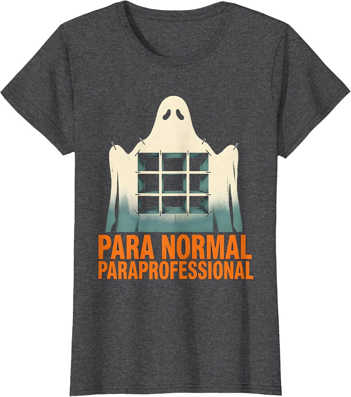 Women's Para Normal Paraprofessional Ghost SPED Teacher Halloween T-Shirt - Dark Heather Grey