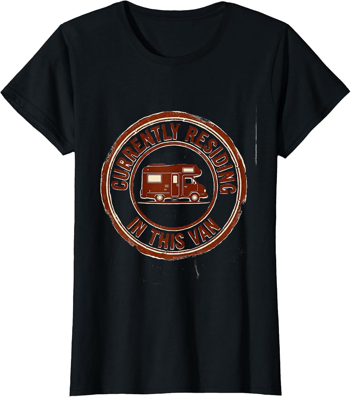 Currently Residing In This Van Retro Van Life Nomads Camper T-Shirt - Black